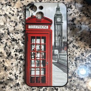 Red and Black Phone Case with London Design I phone 13
